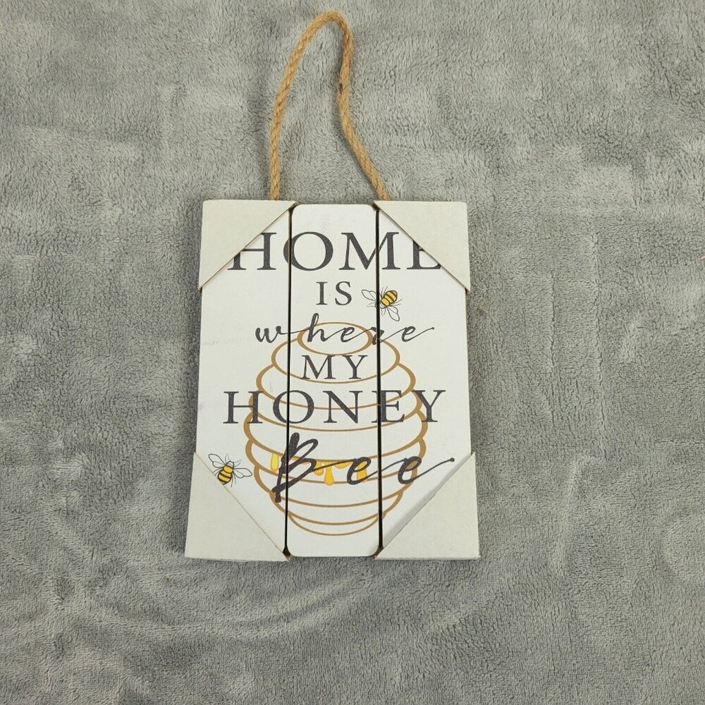 "Home Is Where My Honey Bee" Wall Plaque Crystal Art Gallery Bee Decor Sign S42E
